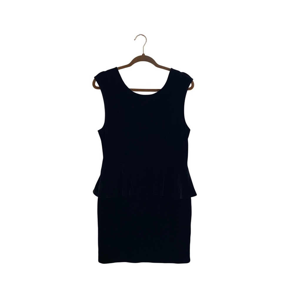 GUESS Black Velvet Peplum Dress Mesh Back Size 12 Whimsigoth Dark Academia